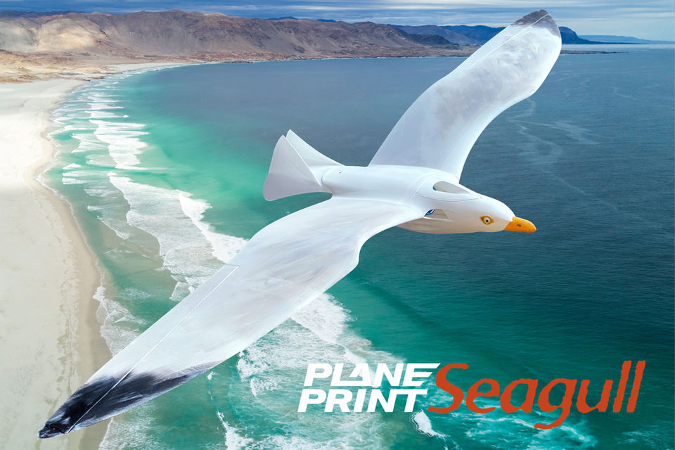 Planeprint Seagull, 3d printed rc model plane.