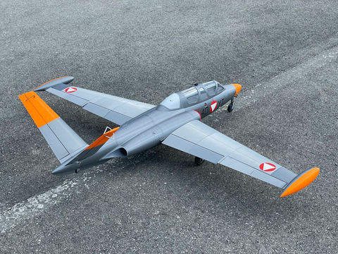 The 3d printed Fouga Magister starts.