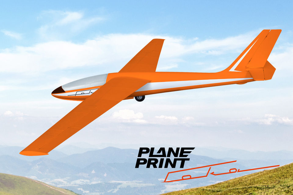3d printed rc glider Planeprint Foka.