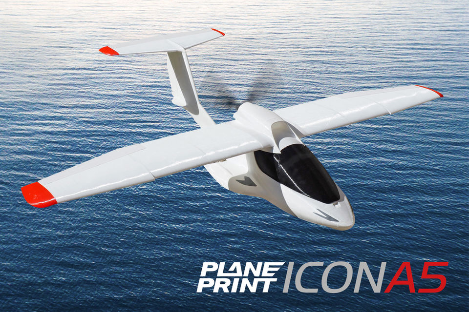 Planeprint Icon A5, 3d printed rc model plane.