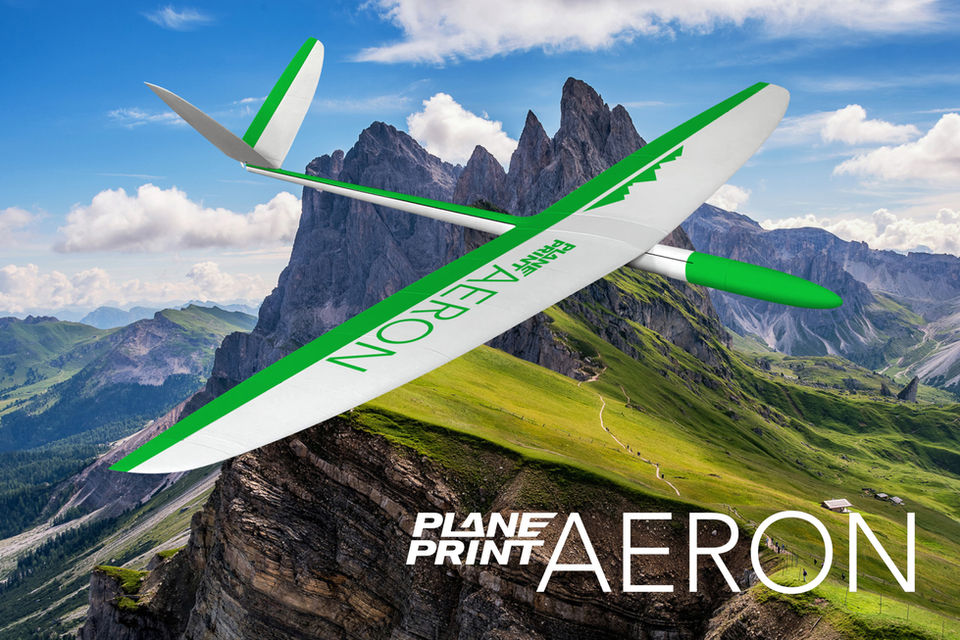 3d printed rc glider Planeprint Aeron.