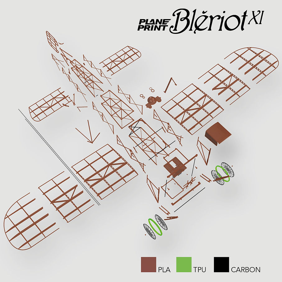 3d printed parts of the Bleriot