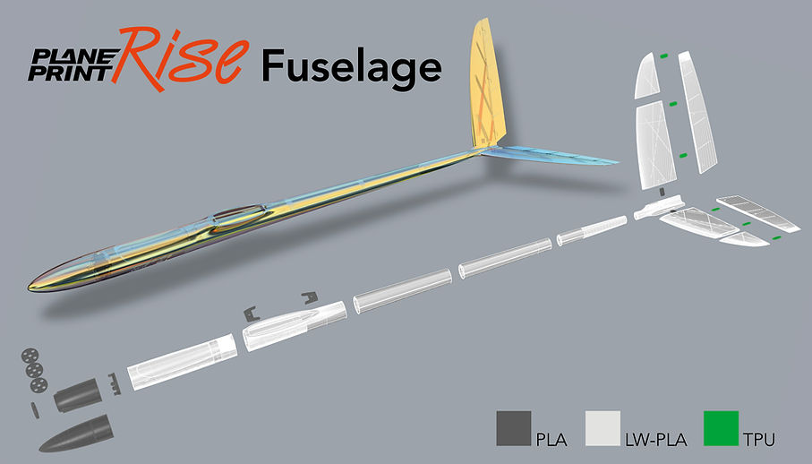 Rise glider by Planeprint 3d printed