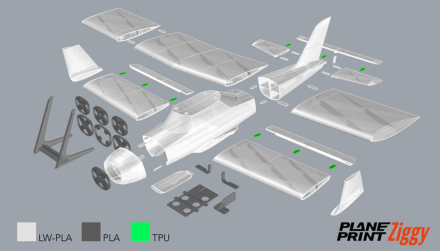 Ziggy 3d printed rc plane