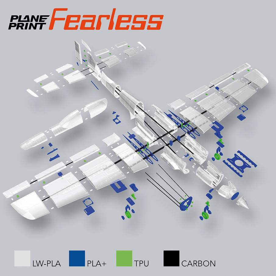 3d printable parts of the Planeprint Fearless
