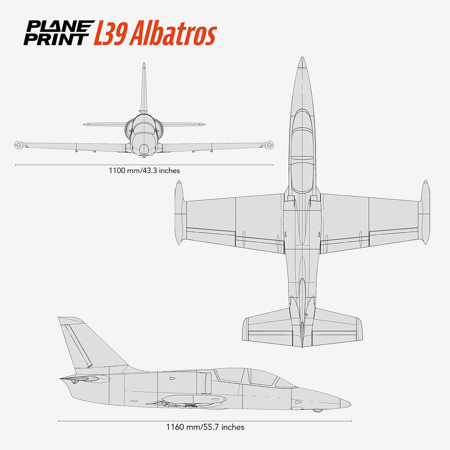 L39 Three-sided view 3d printable aircraft